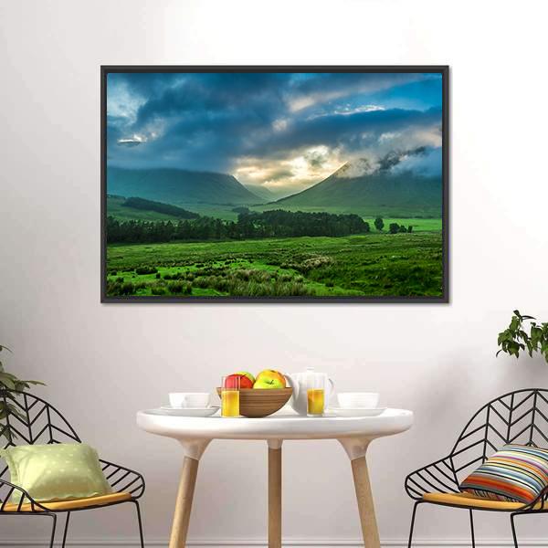 Foggy Sunset In Glencoe Canvas Wall Art-3 Horizontal-Gallery Wrap-25" x 16"-Tiaracle