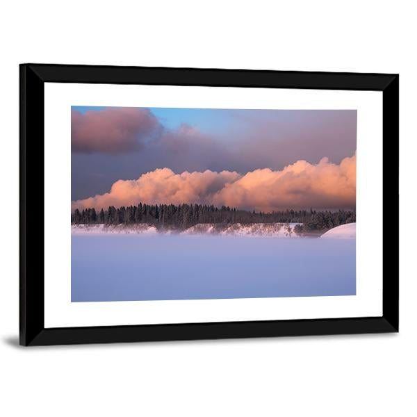 Foggy Winter Evening Canvas Wall Art-3 Horizontal-Gallery Wrap-25" x 16"-Tiaracle