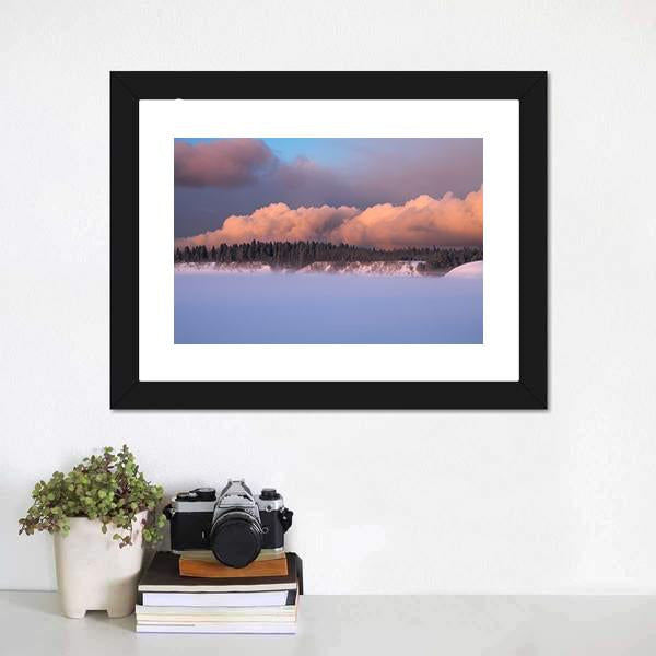 Foggy Winter Evening Canvas Wall Art-3 Horizontal-Gallery Wrap-25" x 16"-Tiaracle