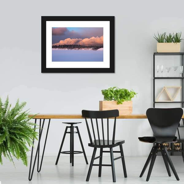 Foggy Winter Evening Canvas Wall Art-3 Horizontal-Gallery Wrap-25" x 16"-Tiaracle