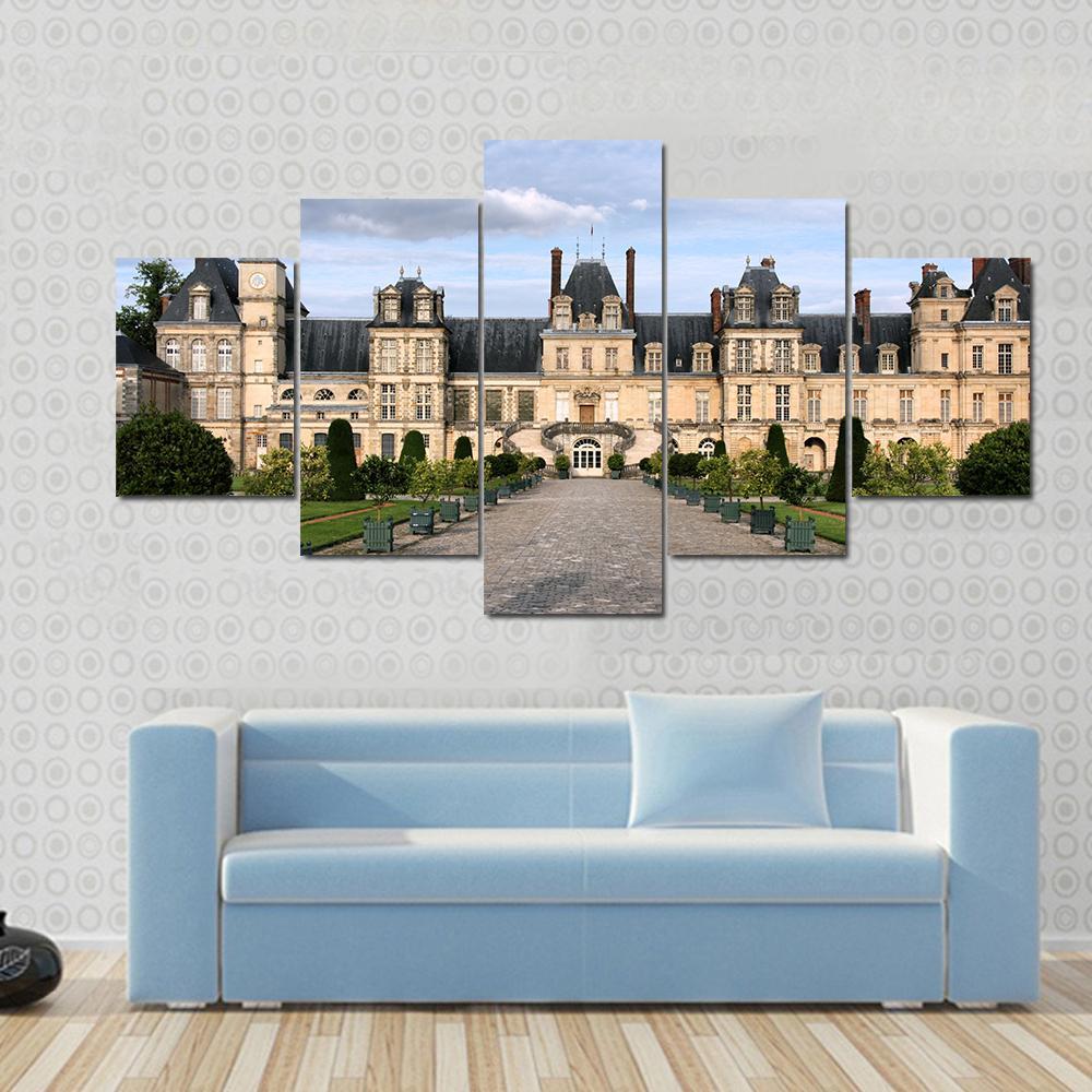 Fontainebleau Castle Canvas Wall Art-5 Star-Gallery Wrap-62" x 32"-Tiaracle