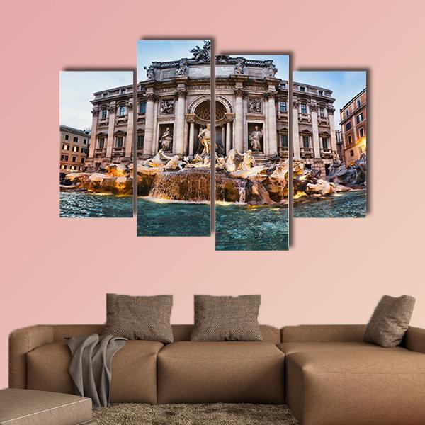 Fontana Trevi Italy Canvas Wall Art-4 Pop-Gallery Wrap-50" x 32"-Tiaracle