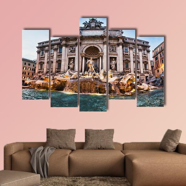 Fontana Trevi Italy Canvas Wall Art-5 Pop-Gallery Wrap-47" x 32"-Tiaracle