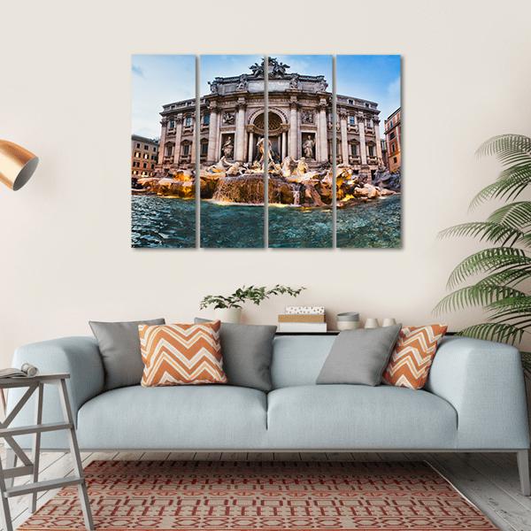 Fontana Trevi Italy Canvas Wall Art-4 Horizontal-Gallery Wrap-34" x 24"-Tiaracle