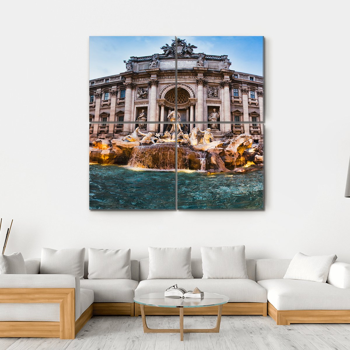 Fontana Trevi Italy Canvas Wall Art-4 Square-Gallery Wrap-17" x 17"-Tiaracle