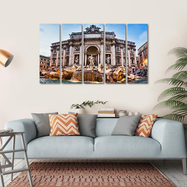 Fontana Trevi Italy Canvas Wall Art-5 Horizontal-Gallery Wrap-22" x 12"-Tiaracle