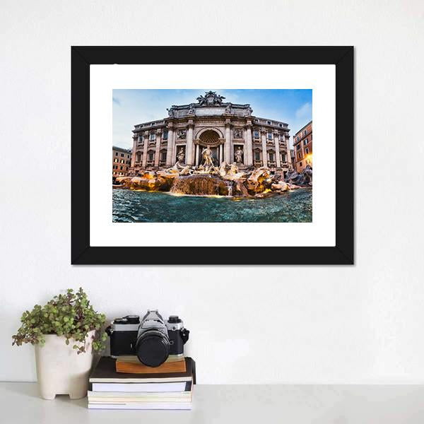Fontana Trevi Italy Canvas Wall Art-1 Piece-Framed Print-20" x 16"-Tiaracle