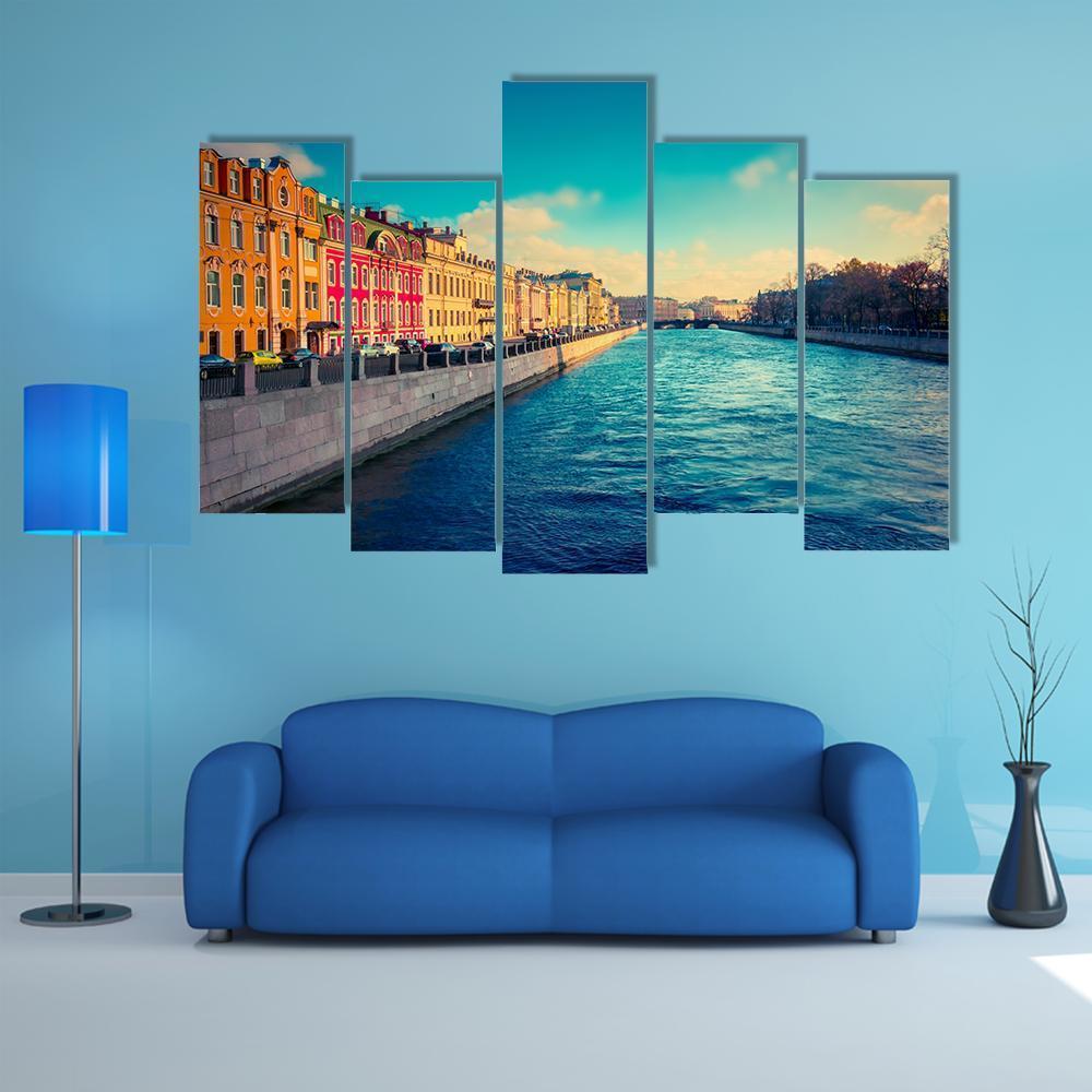 Fontanka Canal In Saint Petersburg Canvas Wall Art-5 Pop-Gallery Wrap-47" x 32"-Tiaracle