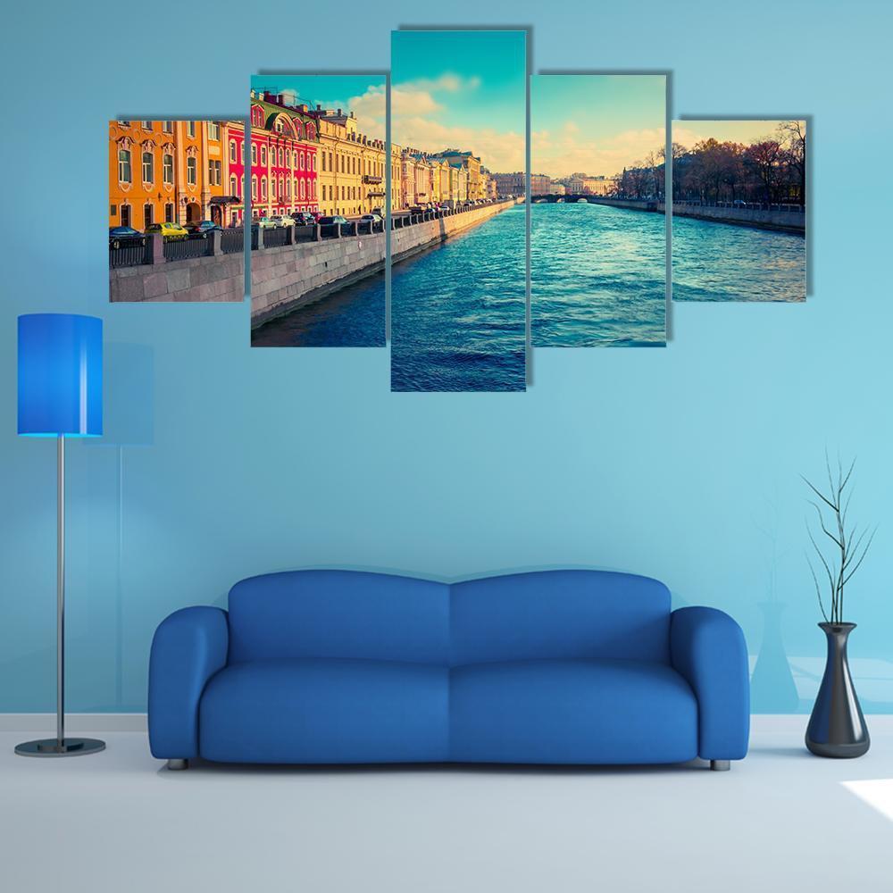 Fontanka Canal In Saint Petersburg Canvas Wall Art-5 Star-Gallery Wrap-62" x 32"-Tiaracle