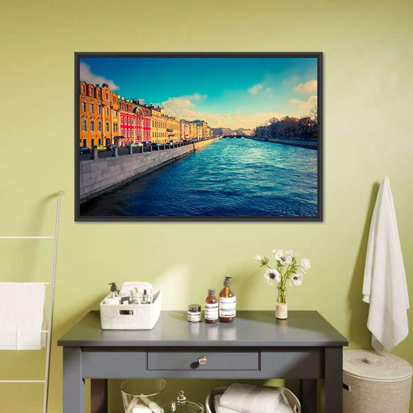 Fontanka Canal In Saint Petersburg Canvas Wall Art-1 Piece-Floating Frame-24" x 16"-Tiaracle