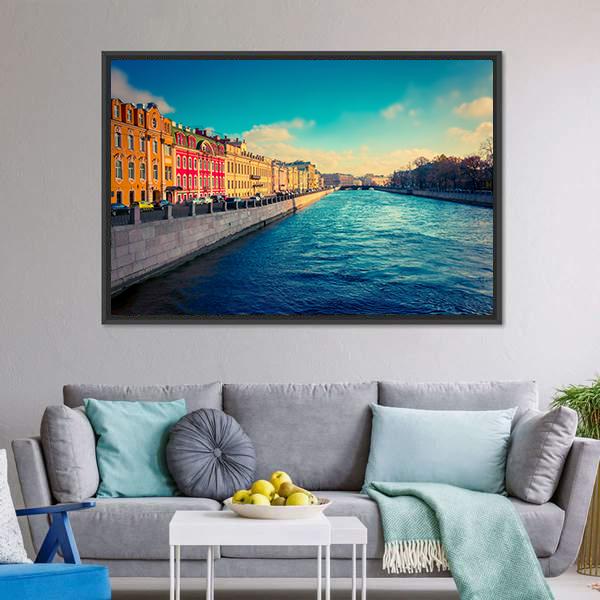 Fontanka Canal In Saint Petersburg Canvas Wall Art-3 Horizontal-Gallery Wrap-25" x 16"-Tiaracle
