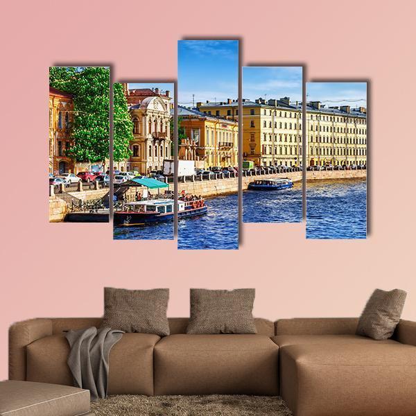 Fontanka Canal In Saint Petersburg Canvas Wall Art-5 Pop-Gallery Wrap-47" x 32"-Tiaracle