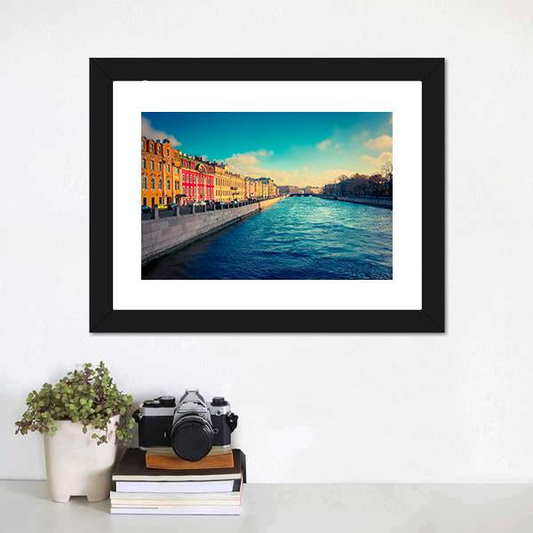Fontanka Canal In Saint Petersburg Canvas Wall Art-1 Piece-Framed Print-20" x 16"-Tiaracle