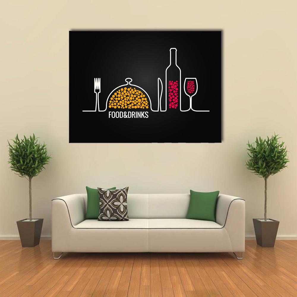 Food And Drink Menu Canvas Wall Art-4 Horizontal-Gallery Wrap-34" x 24"-Tiaracle