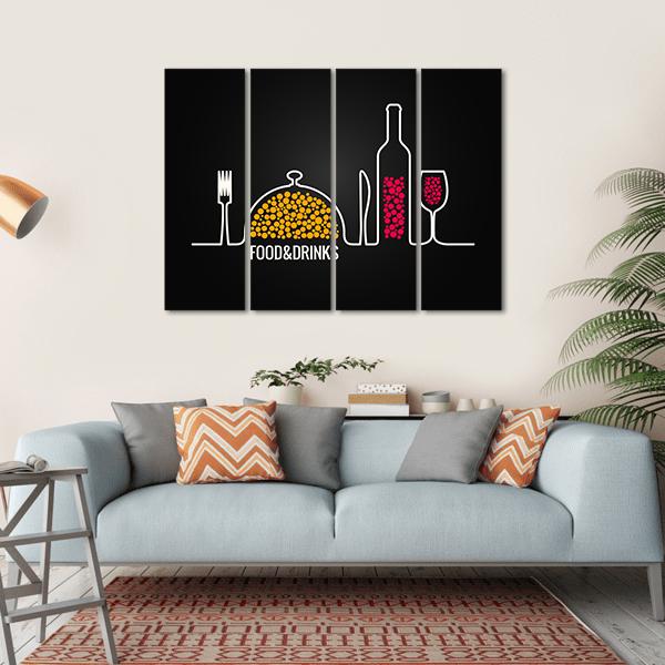 Food And Drink Menu Canvas Wall Art-4 Horizontal-Gallery Wrap-34" x 24"-Tiaracle