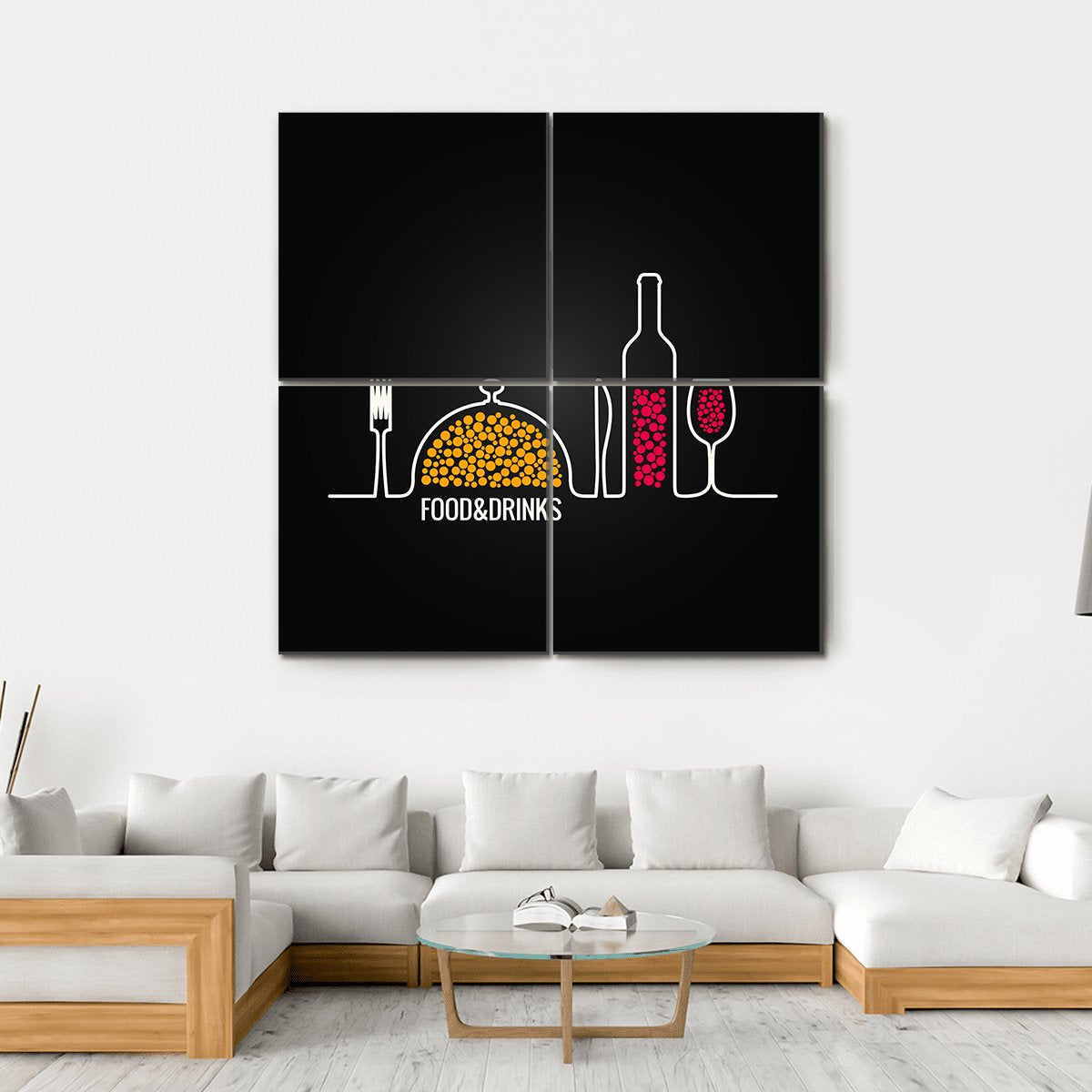 Food And Drink Menu Canvas Wall Art-4 Square-Gallery Wrap-17" x 17"-Tiaracle