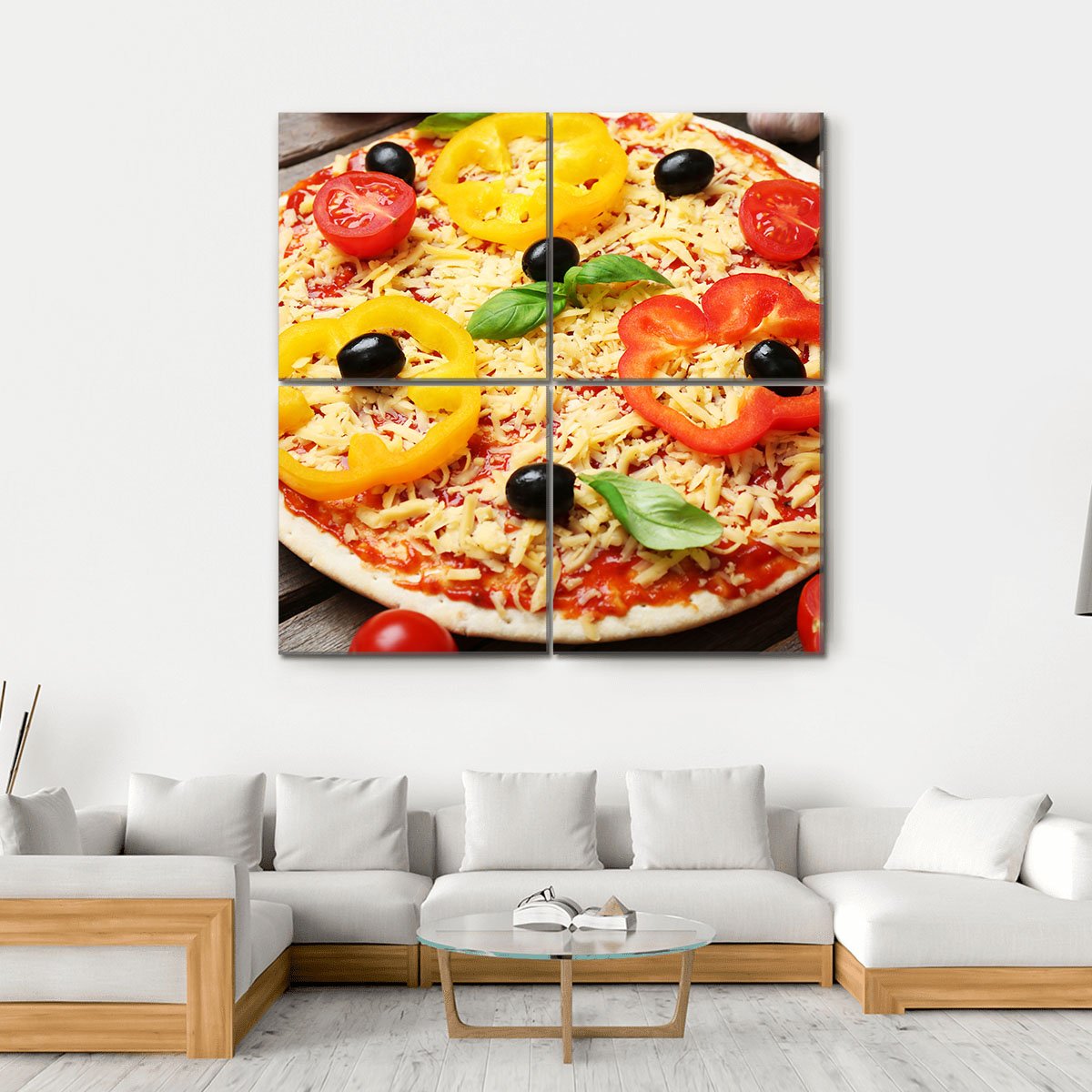 Food Ingredients For Pizza Canvas Wall Art-4 Square-Gallery Wrap-17" x 17"-Tiaracle