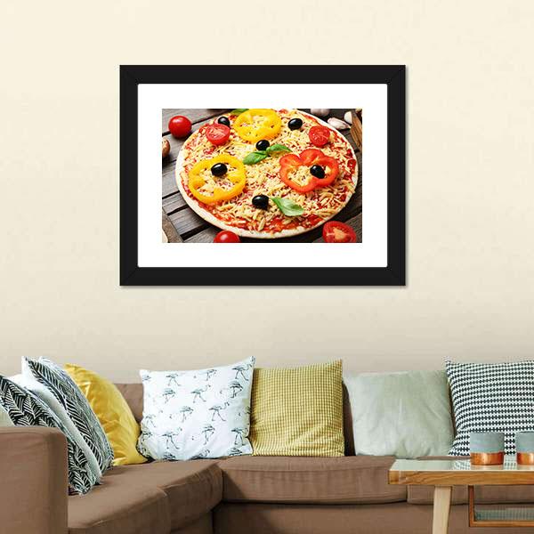 Food Ingredients For Pizza Canvas Wall Art-3 Horizontal-Gallery Wrap-25" x 16"-Tiaracle