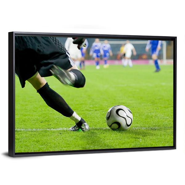 Football Goalkeeper Kick The Ball Canvas Wall Art-3 Horizontal-Gallery Wrap-25&quot; x 16&quot;-Tiaracle