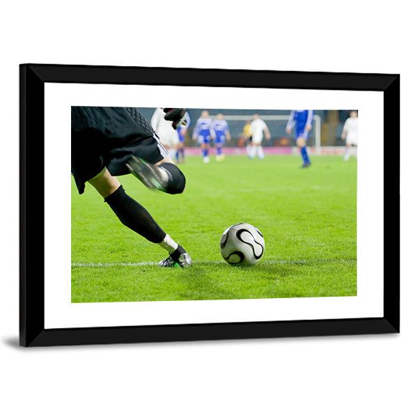 Football Goalkeeper Kick The Ball Canvas Wall Art-3 Horizontal-Gallery Wrap-25&quot; x 16&quot;-Tiaracle