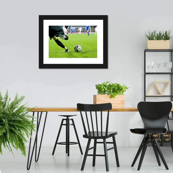 Football Goalkeeper Kick The Ball Canvas Wall Art-3 Horizontal-Gallery Wrap-25" x 16"-Tiaracle