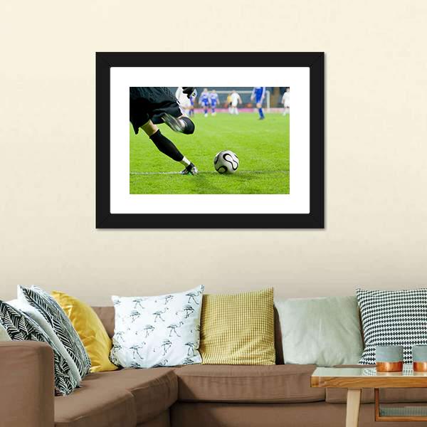Football Goalkeeper Kick The Ball Canvas Wall Art-3 Horizontal-Gallery Wrap-25&quot; x 16&quot;-Tiaracle
