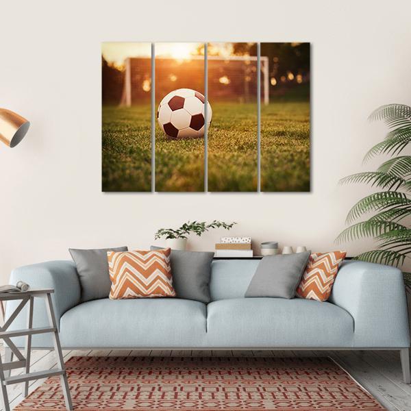 Soccer In Sunset Canvas Wall Art-4 Horizontal-Gallery Wrap-34&quot; x 24&quot;-Tiaracle
