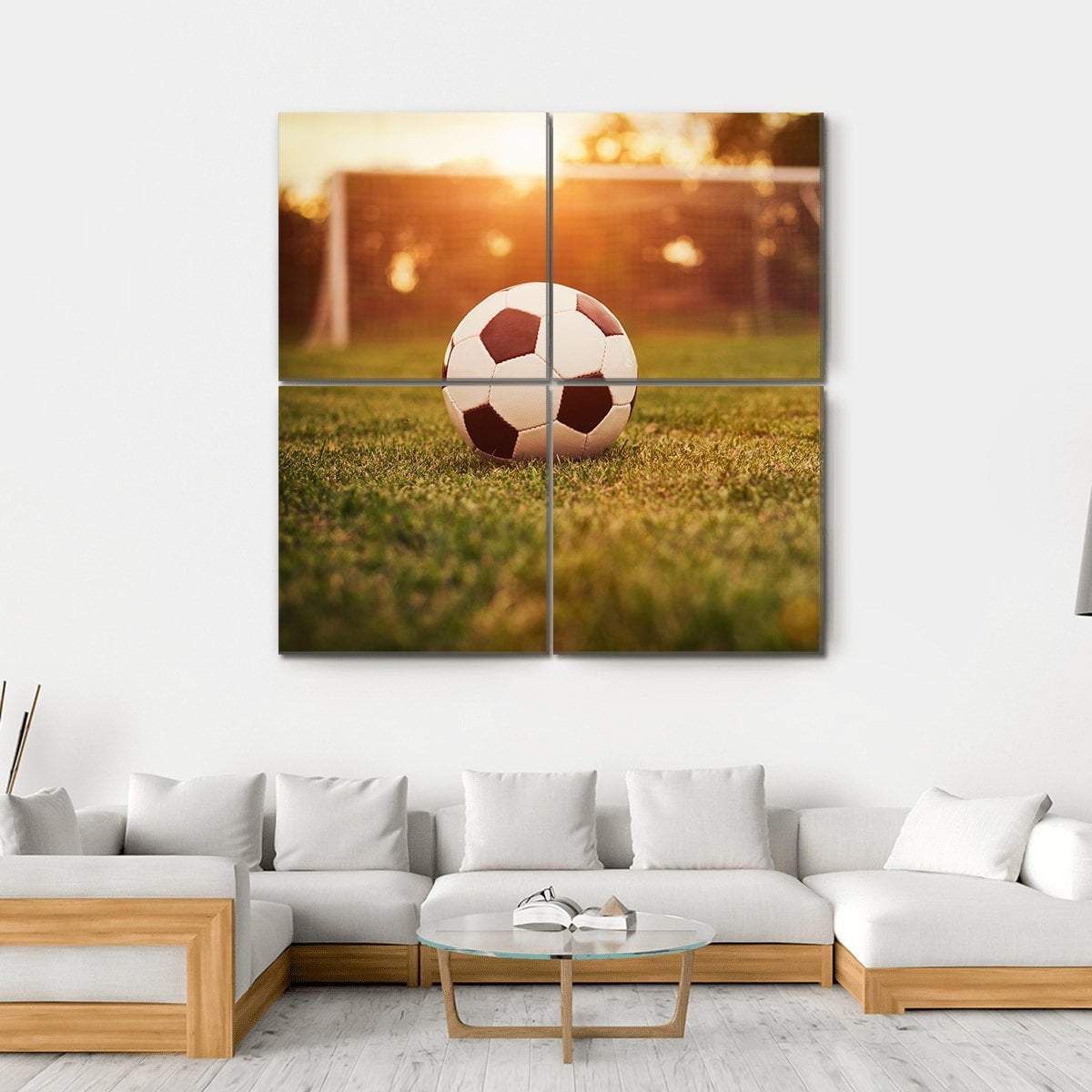 Soccer In Sunset Canvas Wall Art-4 Square-Gallery Wrap-17" x 17"-Tiaracle