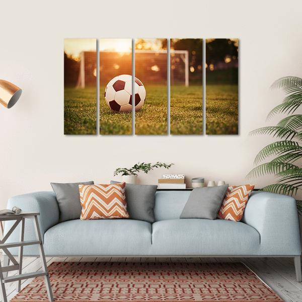 Soccer In Sunset Canvas Wall Art-5 Horizontal-Gallery Wrap-22" x 12"-Tiaracle