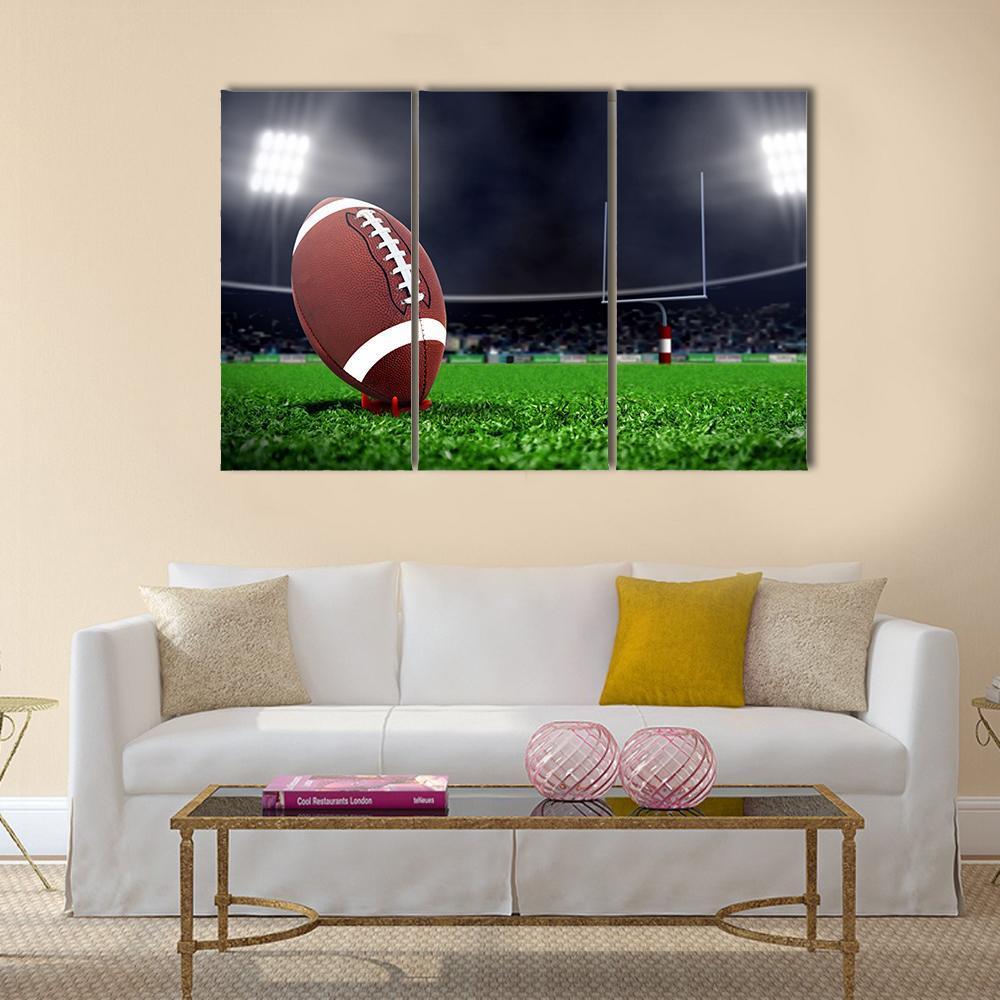 Football On Green Field Canvas Wall Art-3 Horizontal-Gallery Wrap-37" x 24"-Tiaracle