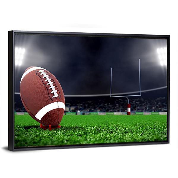 Football On Green Field Canvas Wall Art-3 Horizontal-Gallery Wrap-25&quot; x 16&quot;-Tiaracle