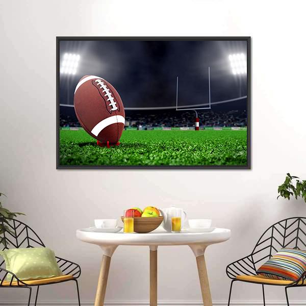 Football On Green Field Canvas Wall Art-3 Horizontal-Gallery Wrap-25&quot; x 16&quot;-Tiaracle