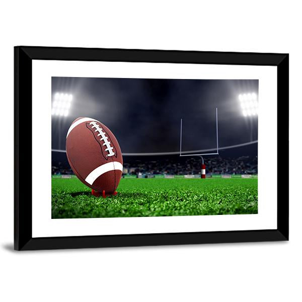 Football On Green Field Canvas Wall Art-3 Horizontal-Gallery Wrap-25&quot; x 16&quot;-Tiaracle