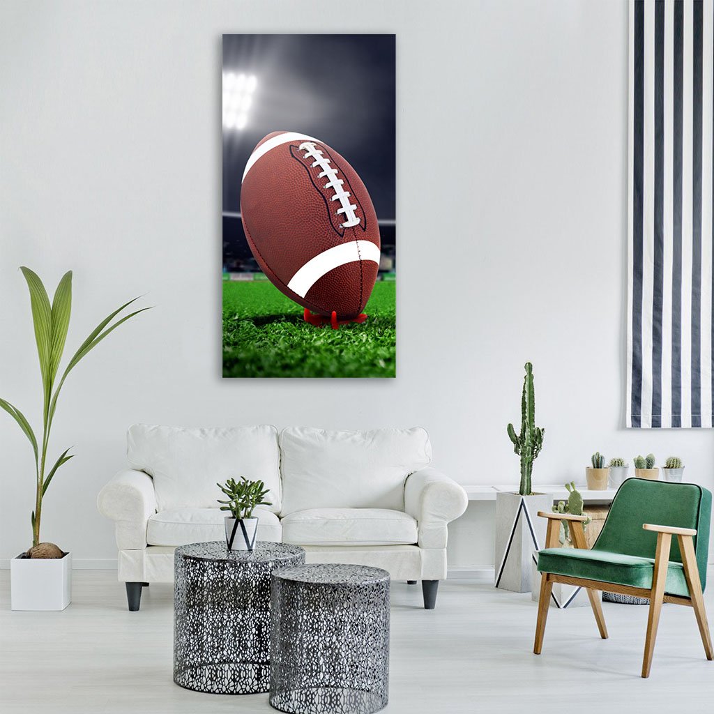 Football On Green Field Vertical Canvas Wall Art-1 Vertical-Gallery Wrap-12" x 24"-Tiaracle