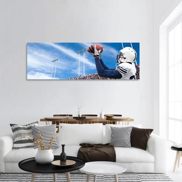 Football Player In Action Panoramic Canvas Wall Art-1 Piece-36&quot; x 12&quot;-Tiaracle