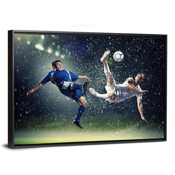 Football Player In Jump Canvas Wall Art-3 Horizontal-Gallery Wrap-25&quot; x 16&quot;-Tiaracle