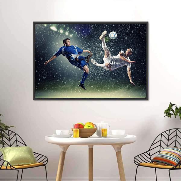 Football Player In Jump Canvas Wall Art-3 Horizontal-Gallery Wrap-25&quot; x 16&quot;-Tiaracle