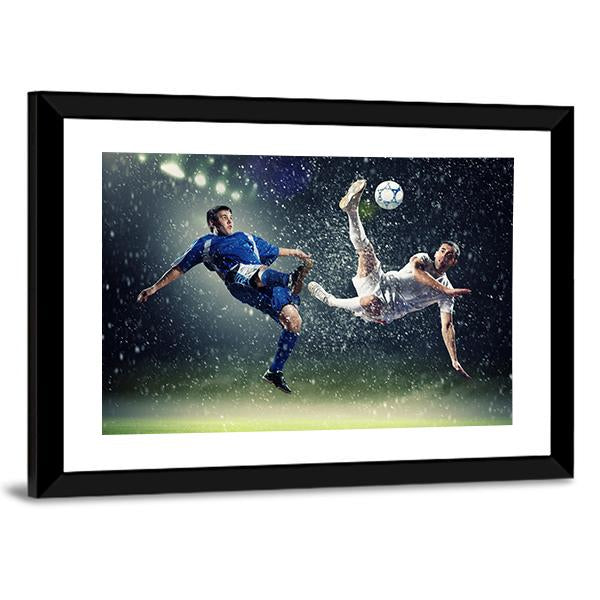 Football Player In Jump Canvas Wall Art-3 Horizontal-Gallery Wrap-25&quot; x 16&quot;-Tiaracle