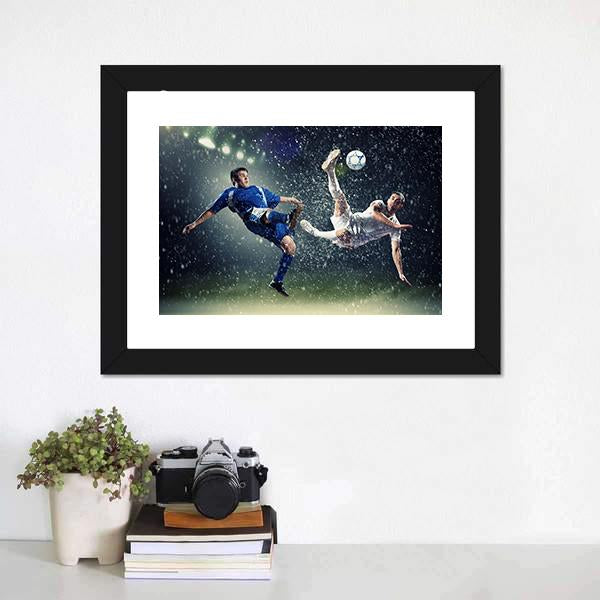Football Player In Jump Canvas Wall Art-1 Piece-Framed Print-20&quot; x 16&quot;-Tiaracle