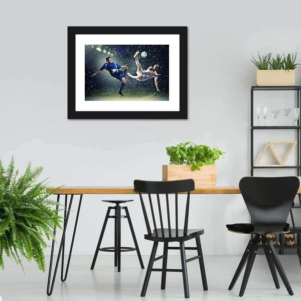 Football Player In Jump Canvas Wall Art-3 Horizontal-Gallery Wrap-25&quot; x 16&quot;-Tiaracle
