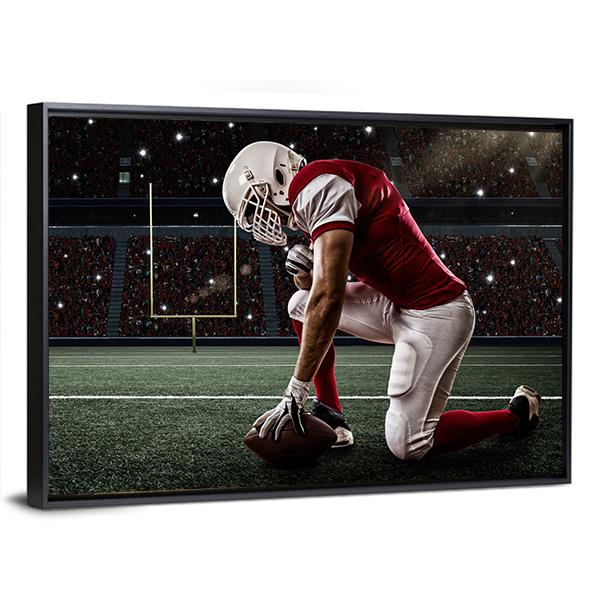 Football Player On His Knees Canvas Wall Art-5 Horizontal-Gallery Wrap-22" x 12"-Tiaracle