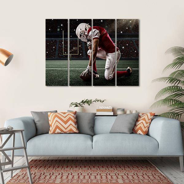 Football Player On His Knees Canvas Wall Art-4 Horizontal-Gallery Wrap-34" x 24"-Tiaracle