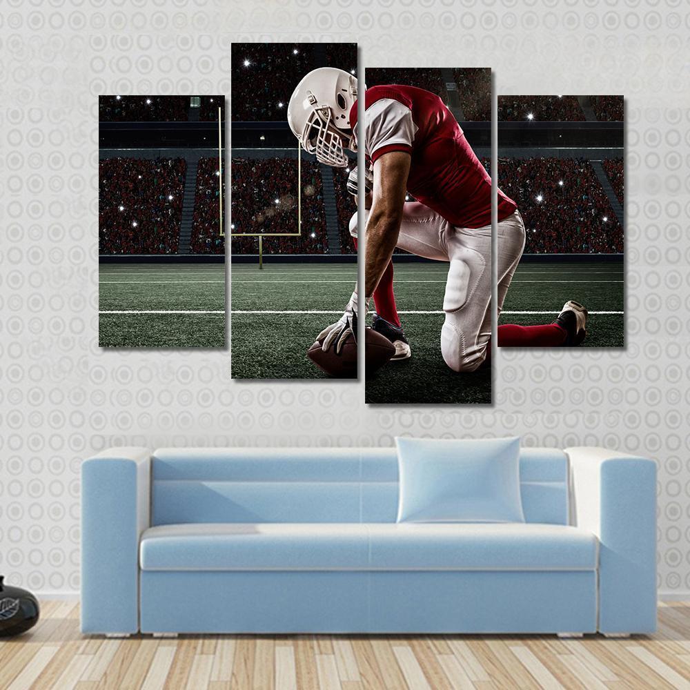 Football Player On His Knees Canvas Wall Art-4 Pop-Gallery Wrap-50&quot; x 32&quot;-Tiaracle
