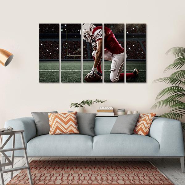 Football Player On His Knees Canvas Wall Art-5 Horizontal-Gallery Wrap-22" x 12"-Tiaracle