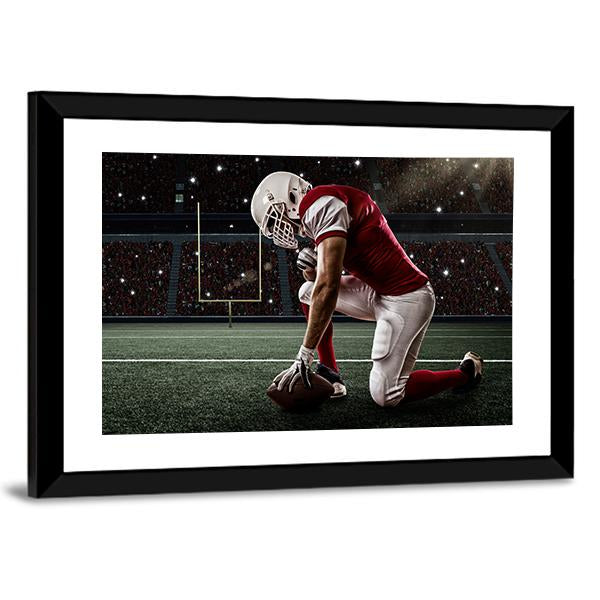Football Player On His Knees Canvas Wall Art-3 Horizontal-Gallery Wrap-25&quot; x 16&quot;-Tiaracle