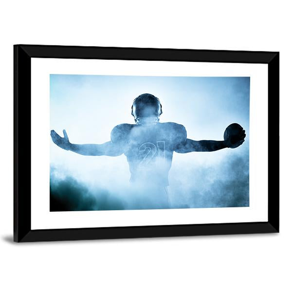 Football Player Portrait In Silhouette Canvas Wall Art-5 Horizontal-Gallery Wrap-22" x 12"-Tiaracle