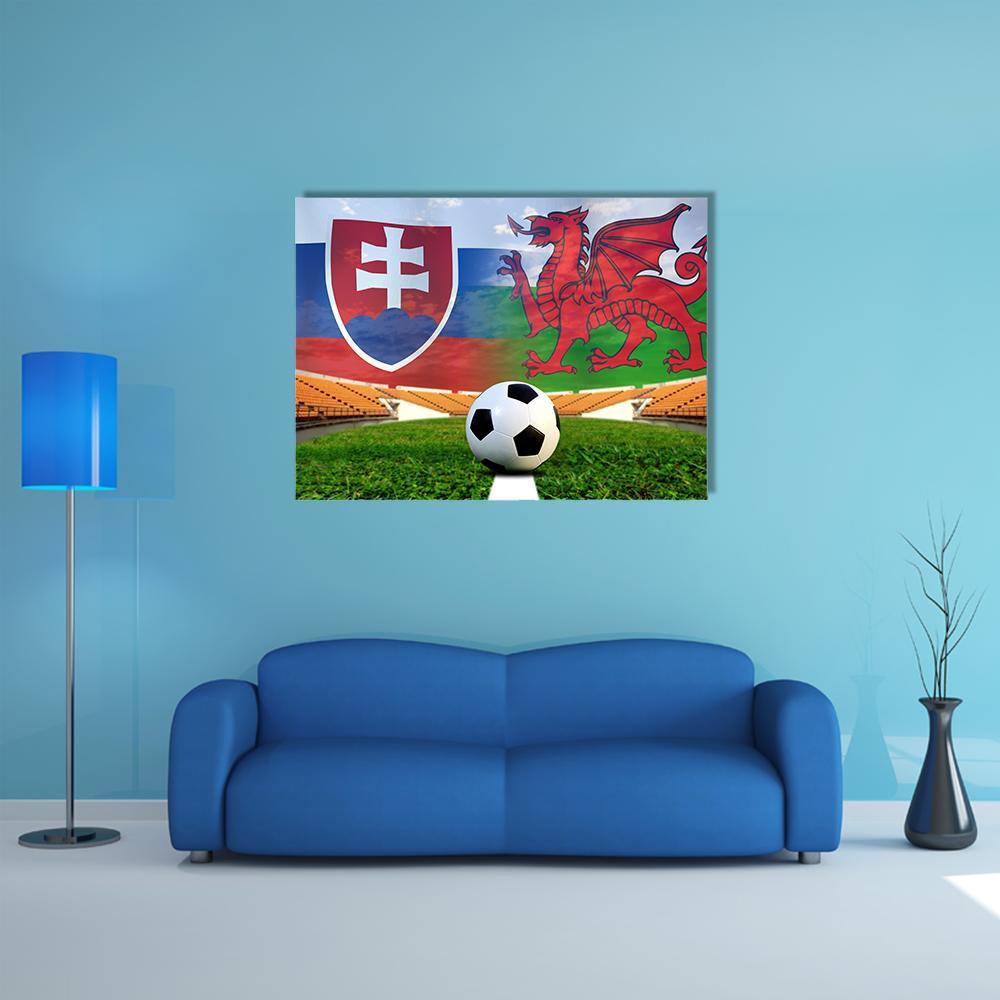 Football Slovakia And Welsh Canvas Wall Art-1 Piece-Gallery Wrap-36" x 24"-Tiaracle