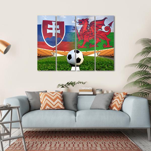 Football Slovakia And Welsh Canvas Wall Art-4 Horizontal-Gallery Wrap-34&quot; x 24&quot;-Tiaracle
