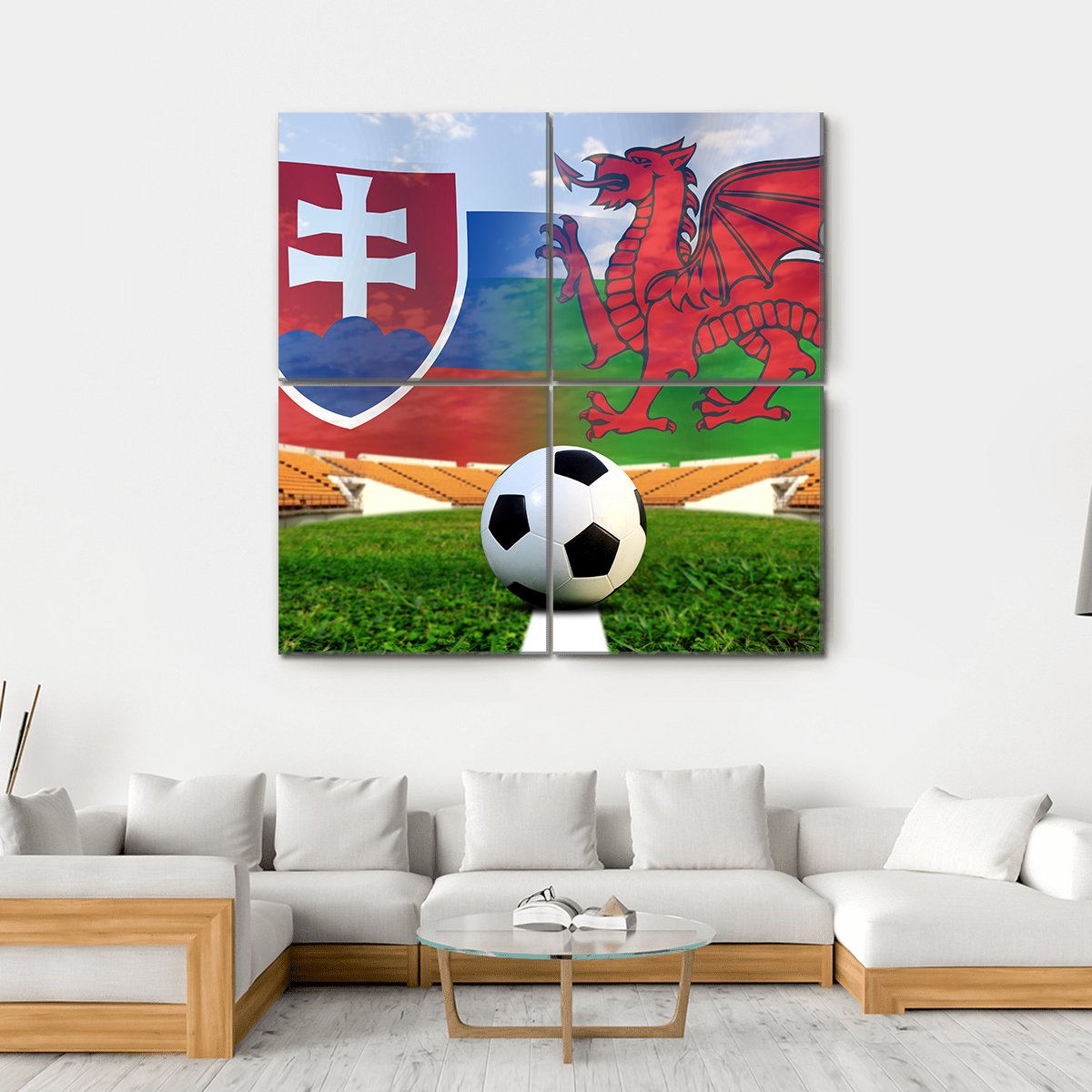 Football Slovakia And Welsh Canvas Wall Art-4 Square-Gallery Wrap-17" x 17"-Tiaracle