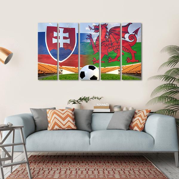 Football Slovakia And Welsh Canvas Wall Art-5 Horizontal-Gallery Wrap-22&quot; x 12&quot;-Tiaracle